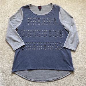 2b Bebe Navy and Gray Lazer Cut Outs 3/4 Size M
